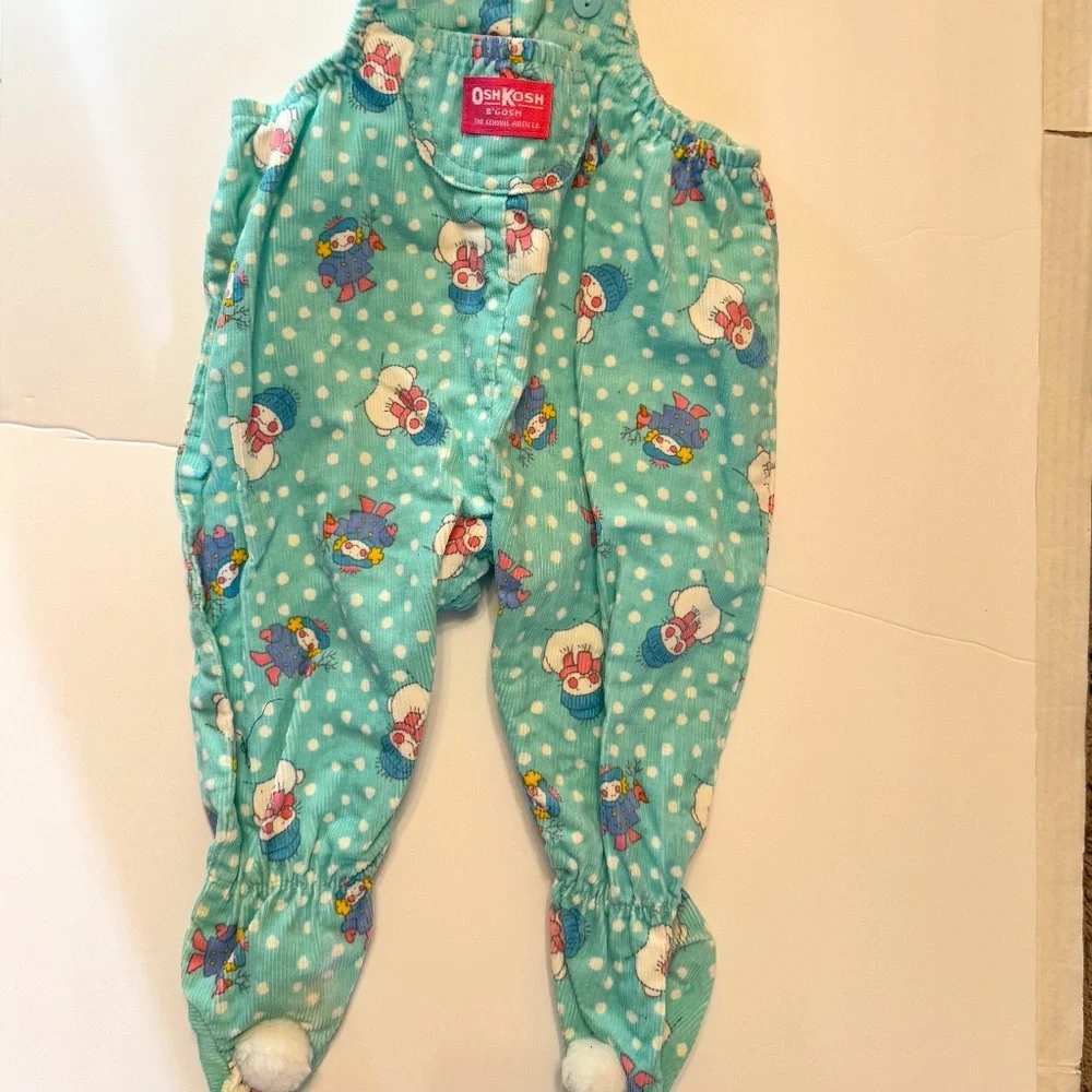 Vintage‎ Oshkosh B'Gosh Vestbak Footed Overalls Snowman Patterned Corduroy 6-9M